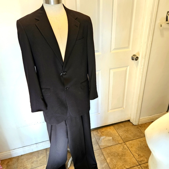 Vtg Men's Black 2 Button Blazer Suit Sz 44L by Austin Reed London for Parisian - Picture 1 of 10